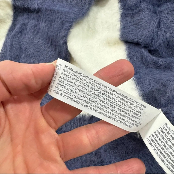 NWOT Aerie Flurry Crewneck Striped Sweater Blue Yellow - Picture 5 of 8